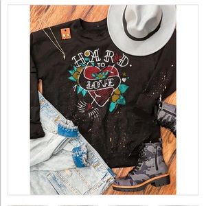 Southern Bliss Hard to Love distressed sweatshirt